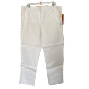Merona Womens White Stretch Cotton Ankle Crop Summer Pants Classic Fit Size 16